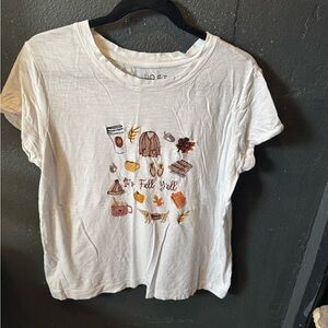LOFT White T-Shirt with Fall Yall Graphic Design